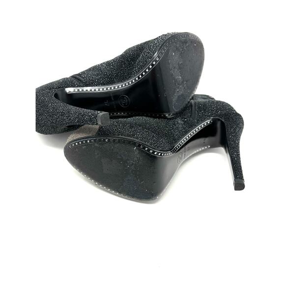 Chanel Interlocking CC Black Gray Glitter Leather Booties Size 37 - Picture 7 of 9